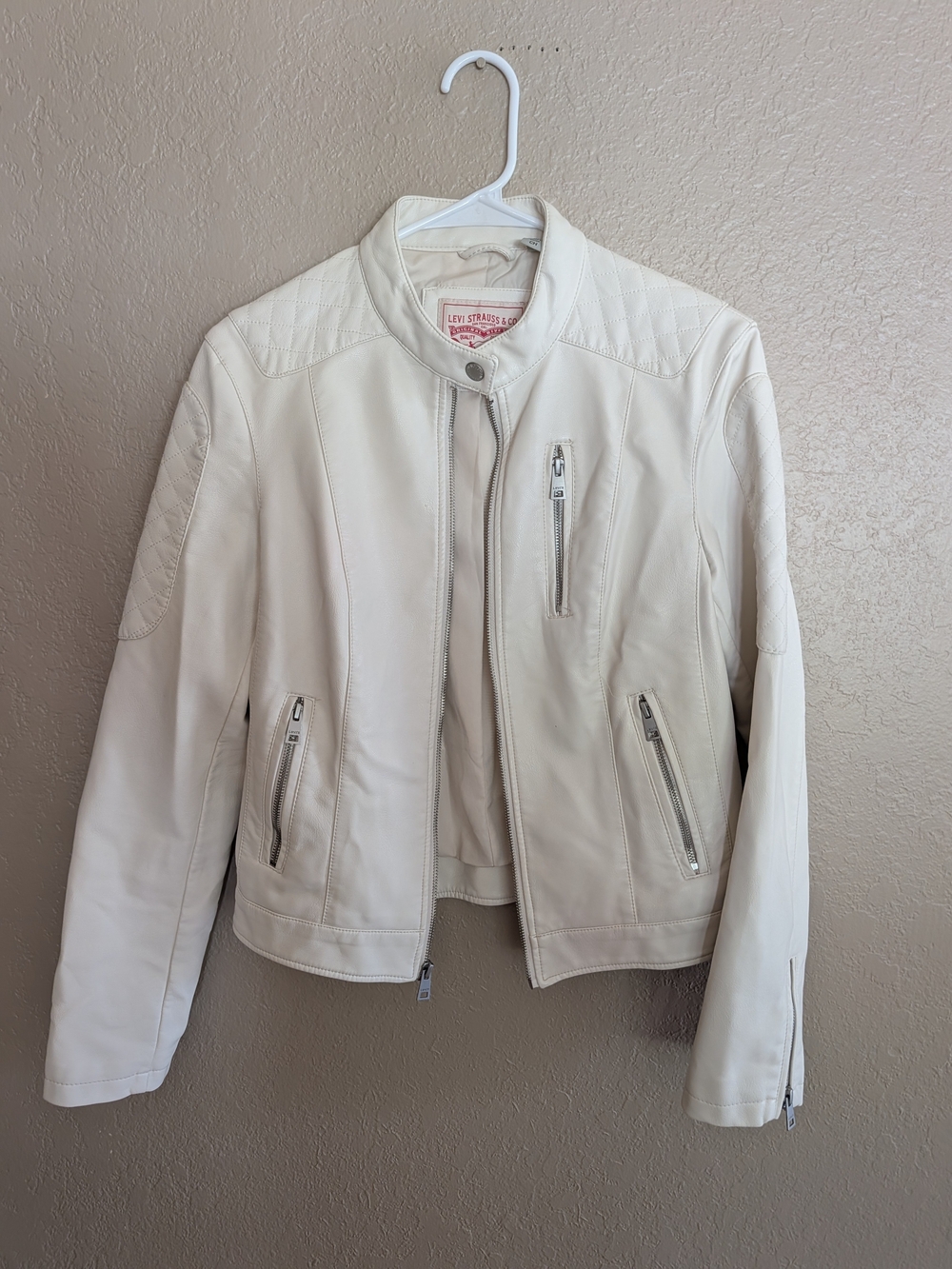 Levi's Ivory Faux-leather Moto Jacket